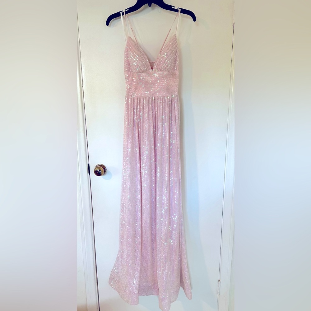 B Smart Pink Sequin Prom Dress